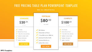 Download Orange Pricing Table Plan Brain Powerpoint Infographic Template