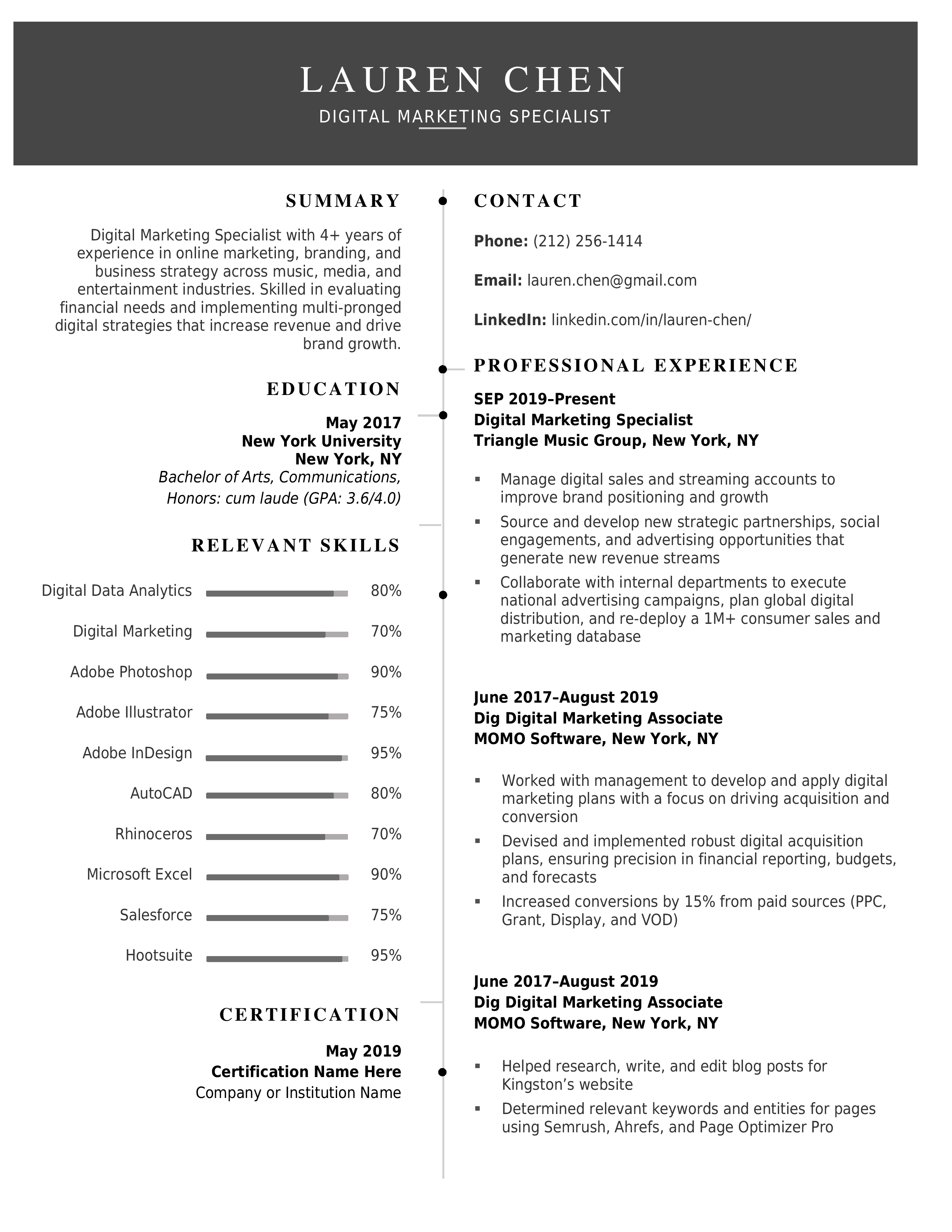 Modern Resume Template Black PPTX Templates