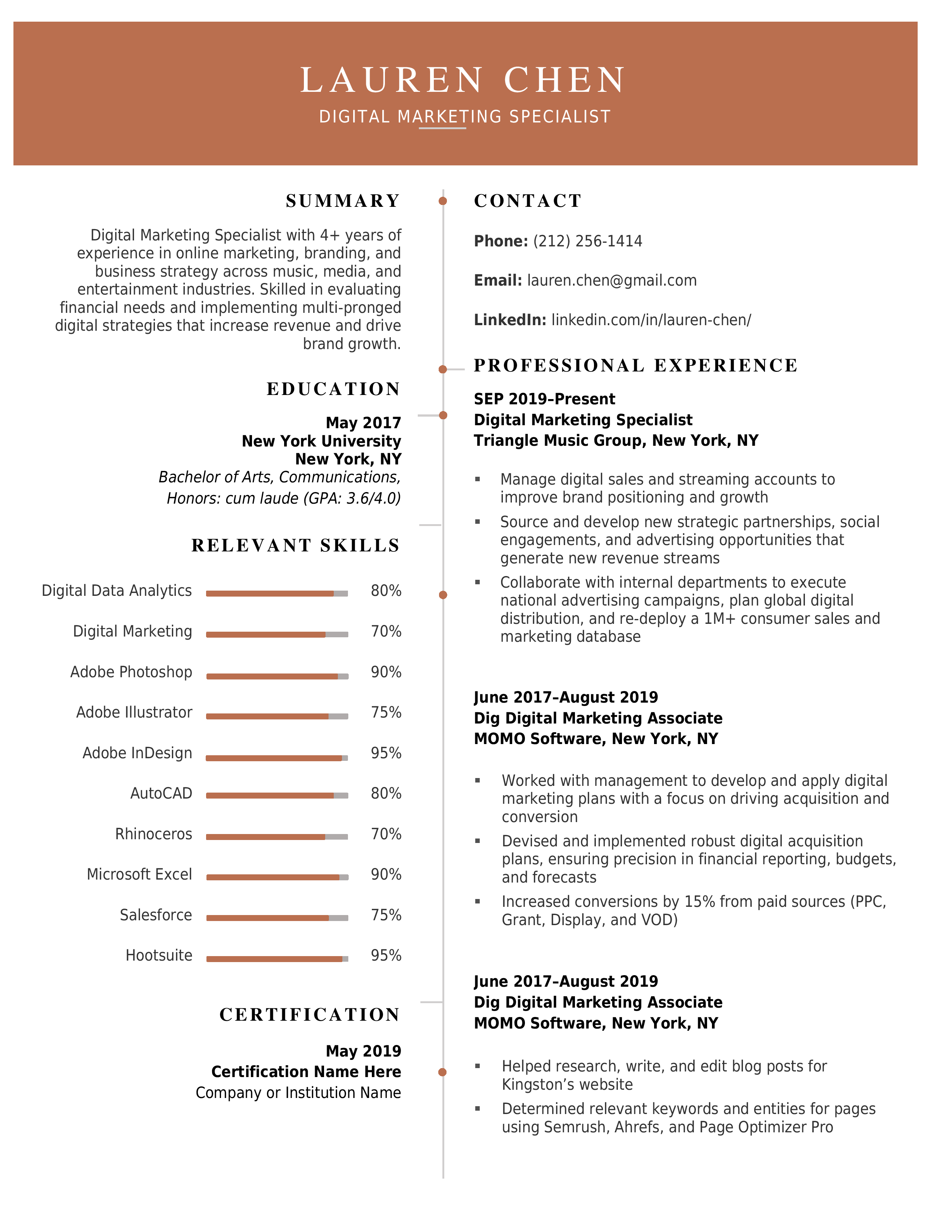 Modern Resume Orange Template for free Download now