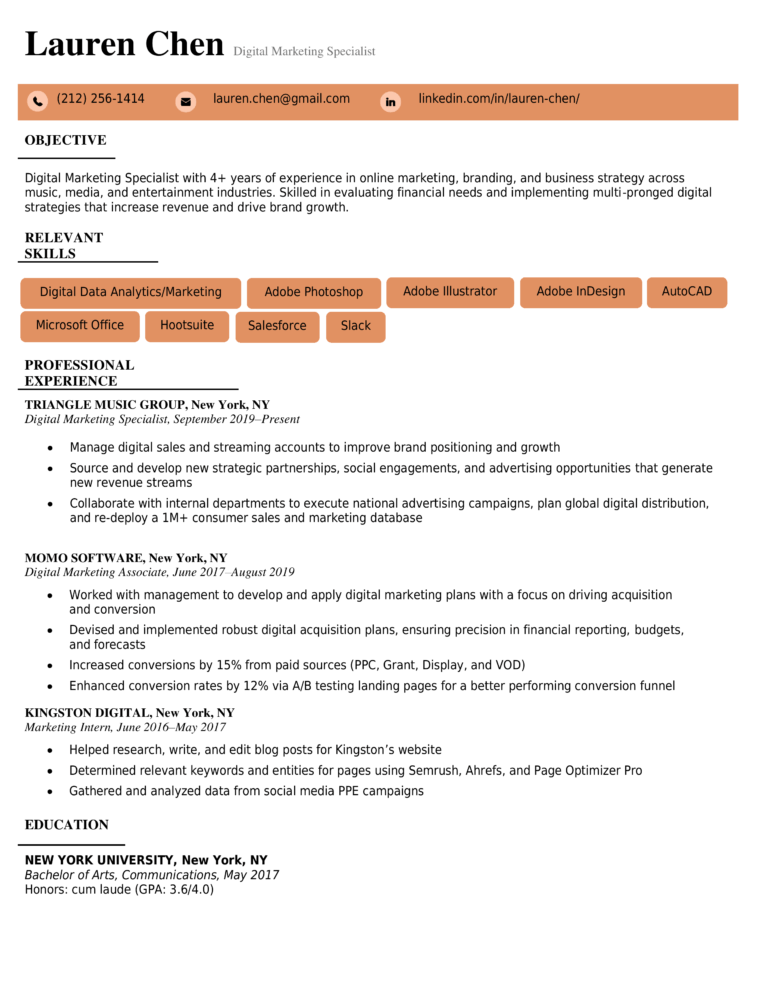 Advanced Orange Download Free Modern Resume