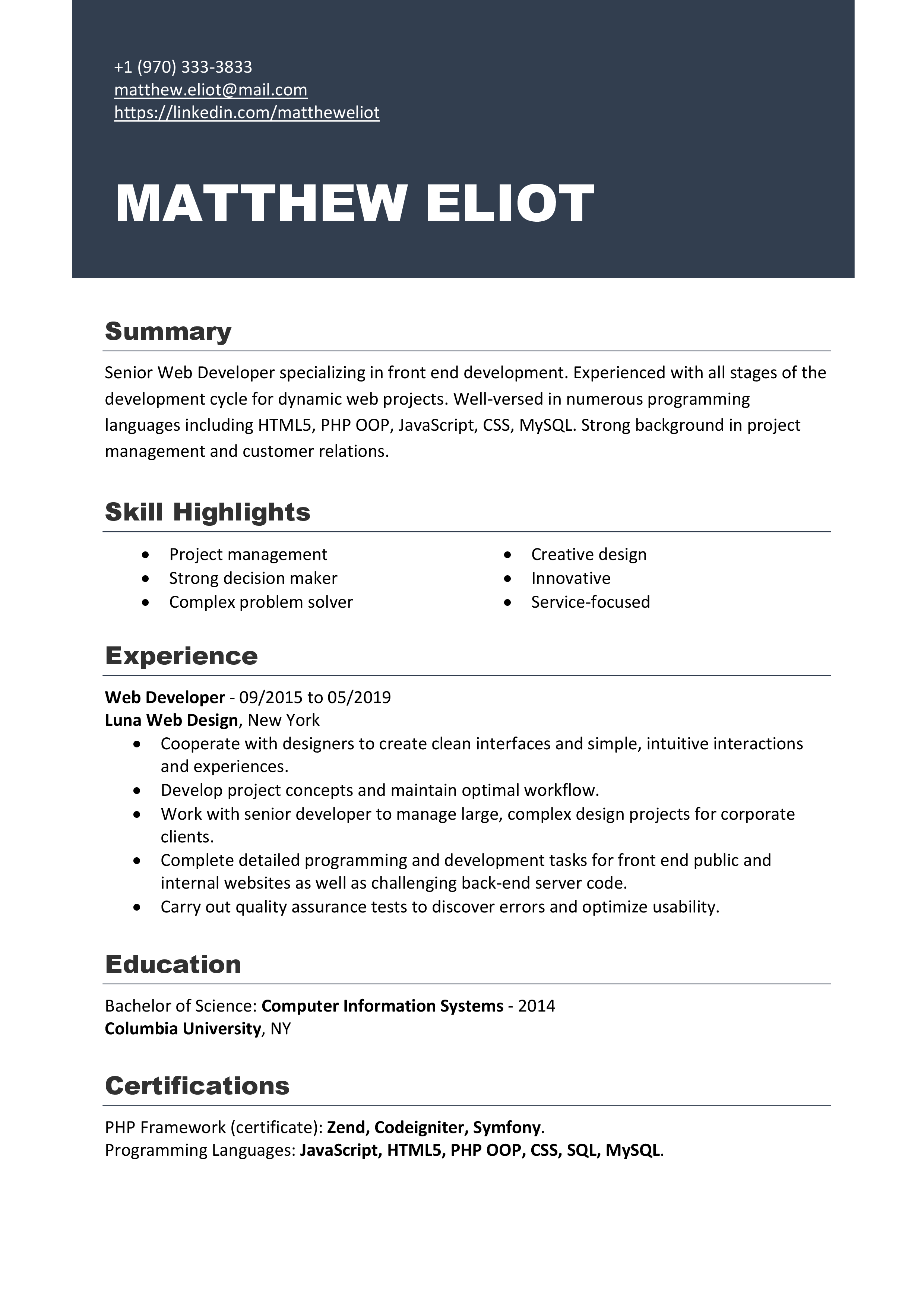 Best Resume Template