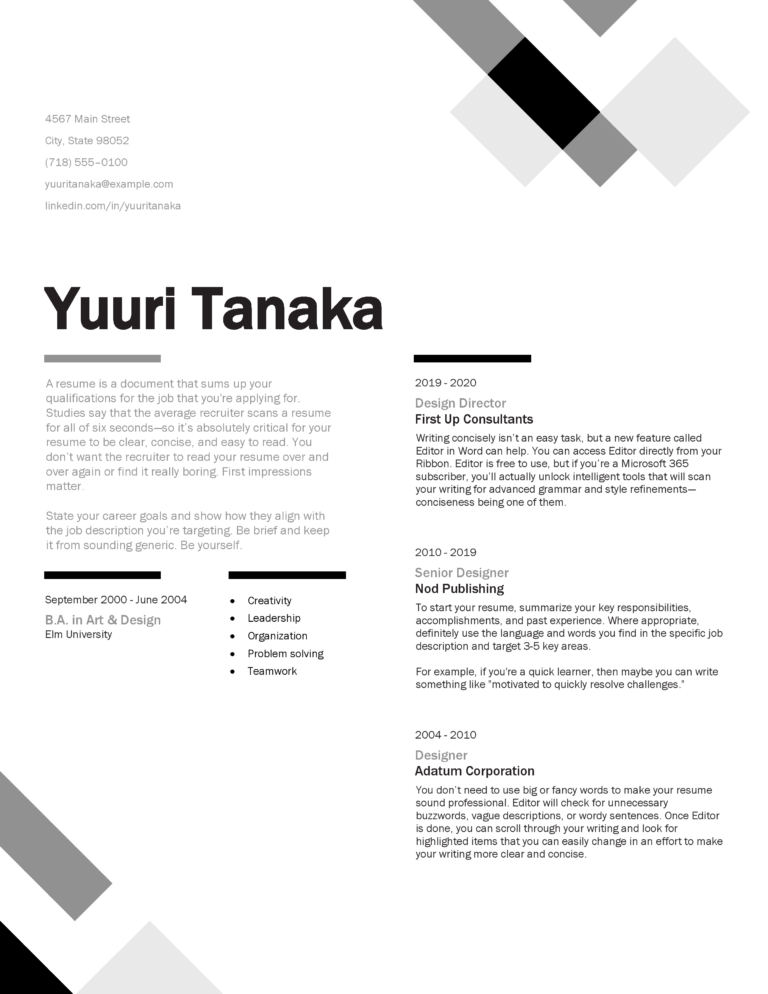 Contemporary Resume - Grey