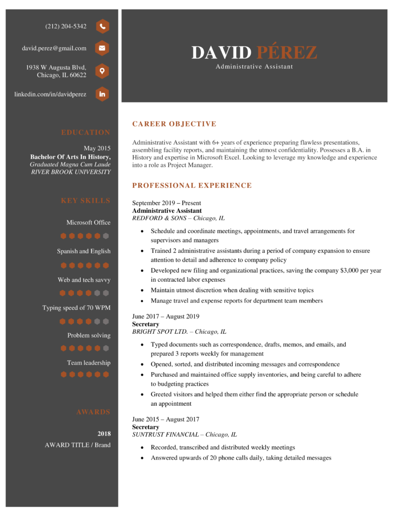 Everest Resume Orange Download Free Professional Resume