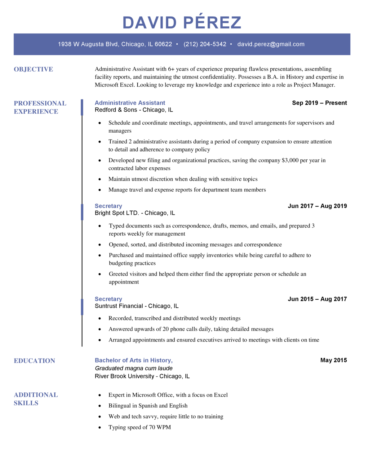 Executive Resume Ice-Blue Download Free Professional Resume