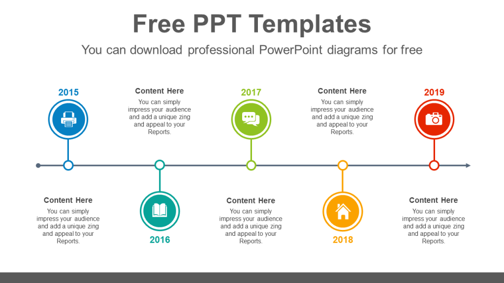 Download Five circled timelines Brain Powerpoint Infographic Template