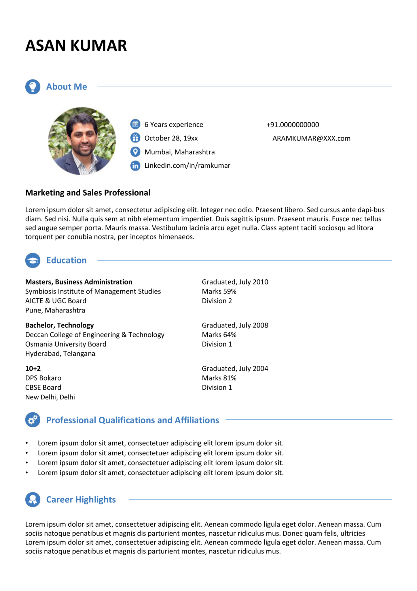 Sample ExcellentDownload Free Creative Resume