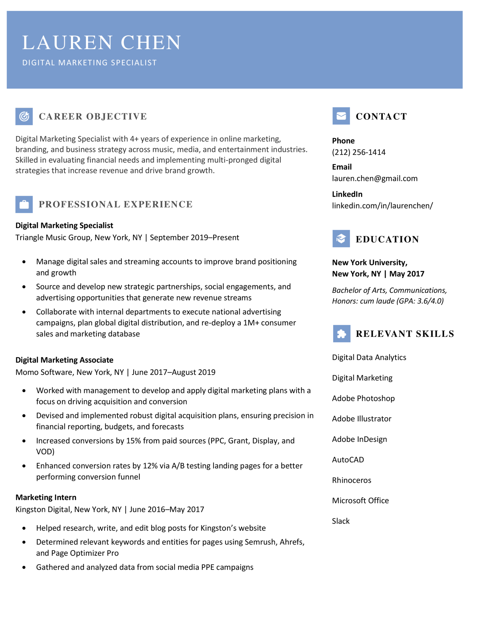 Stylish Blue Download Free Modern Resume