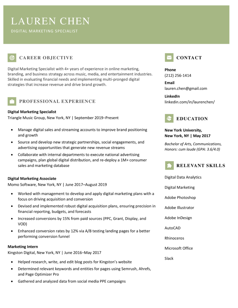 Stylish Green Download Free Modern Resume