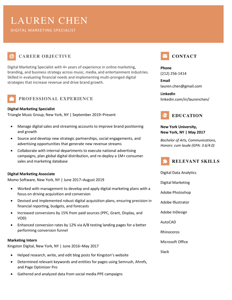 Stylish Orange Download Free Modern Resume