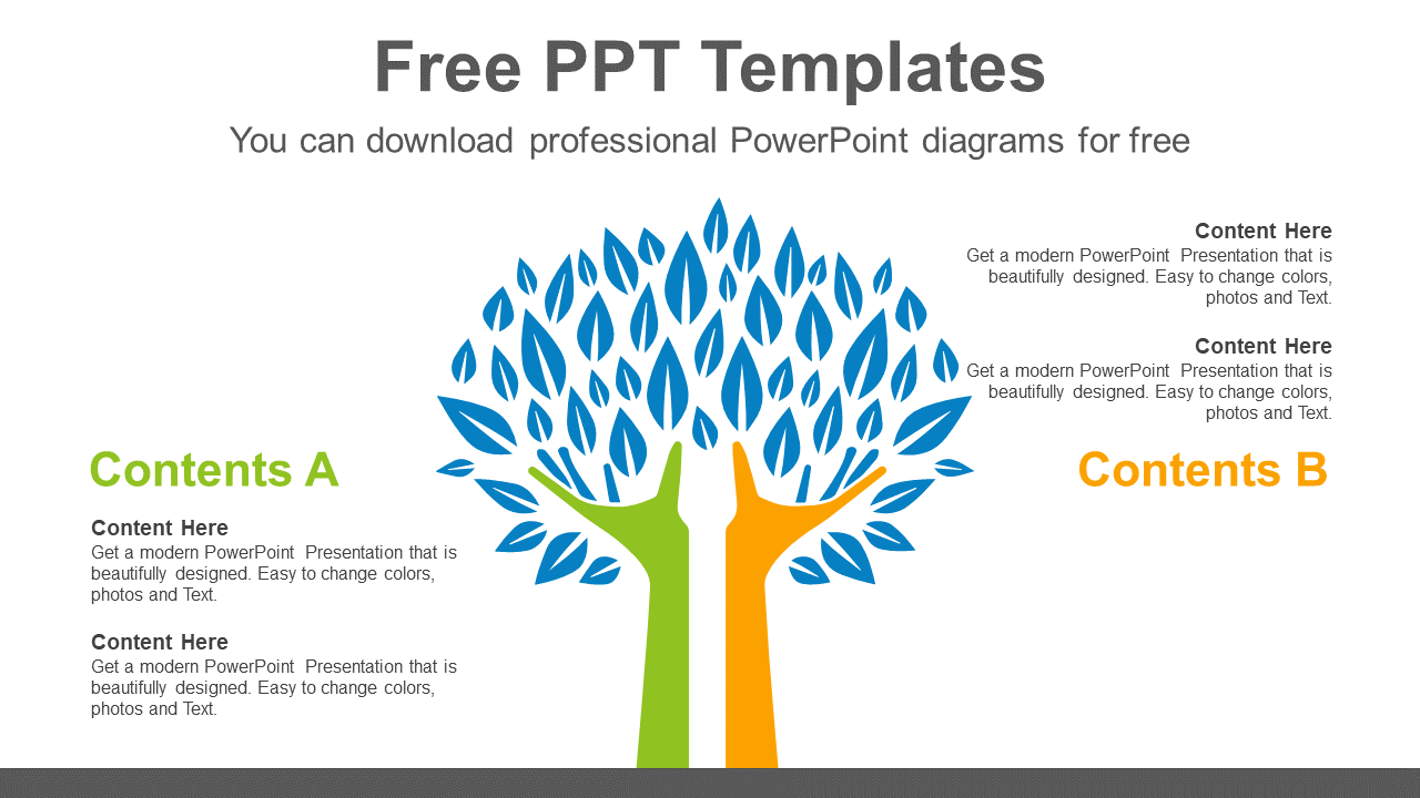 Two-Hands-Tree-PowerPoint-Diagram