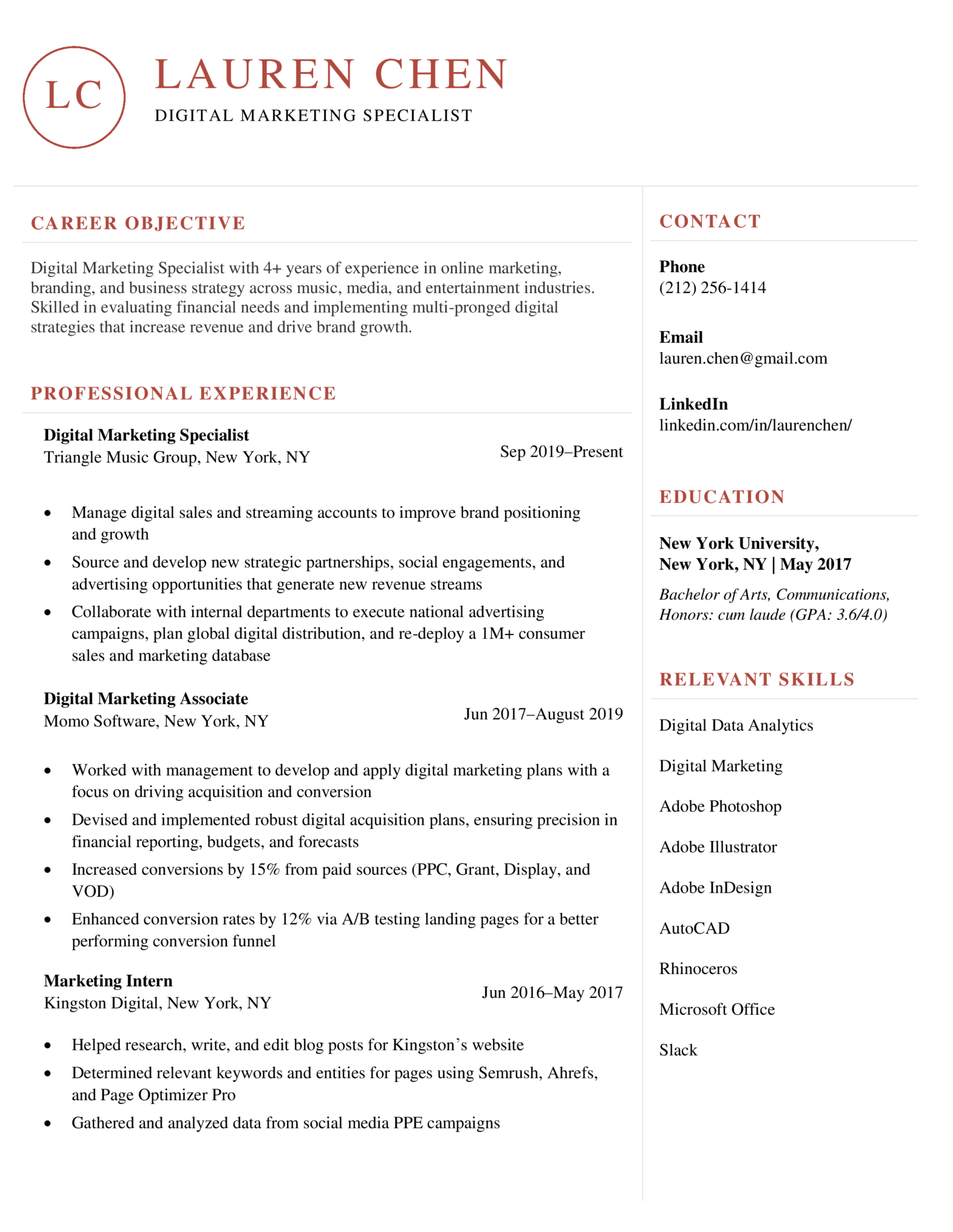 Unique Modern Red Download Free Creative Resume