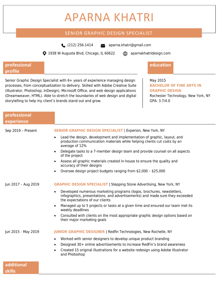 Windsor Creative OrangeDownload Free Creative Resume