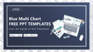 Blue multi chart presentation template