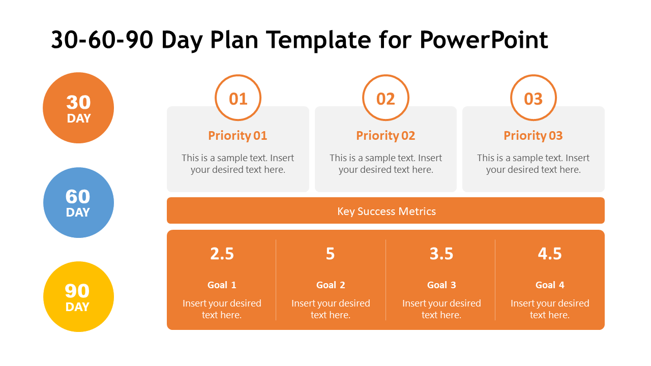 30 60 90 day plan for executives free PPT Template