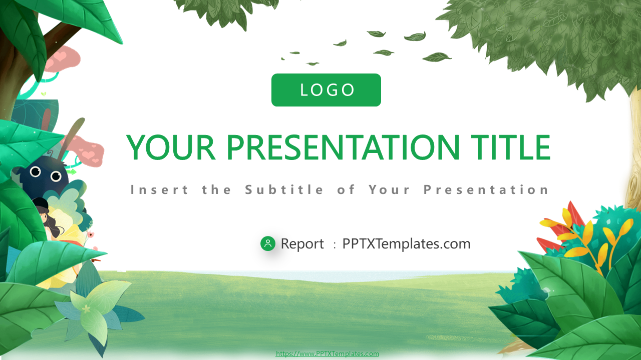 Download Green Cartoon Forest PPT template