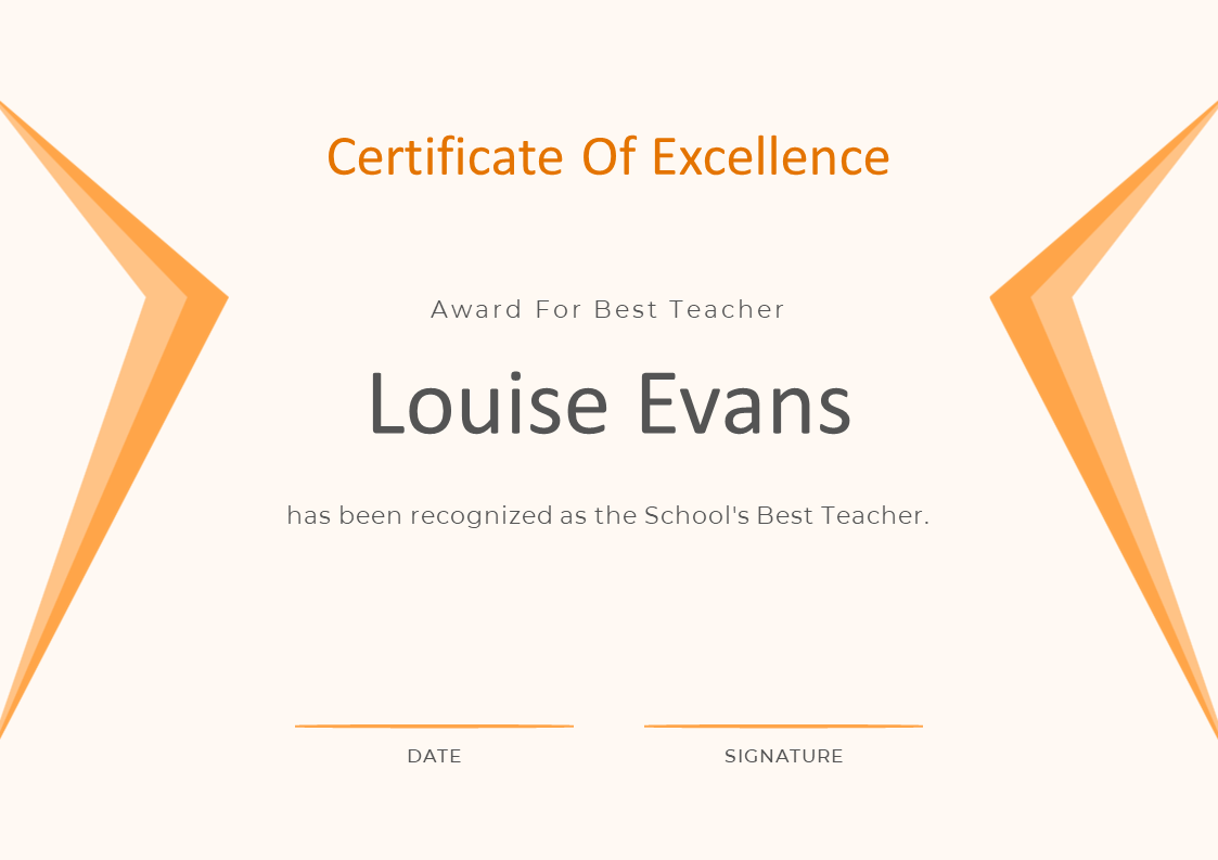 Download Best Teacher Award Certificate Brain Powerpoint Infographic