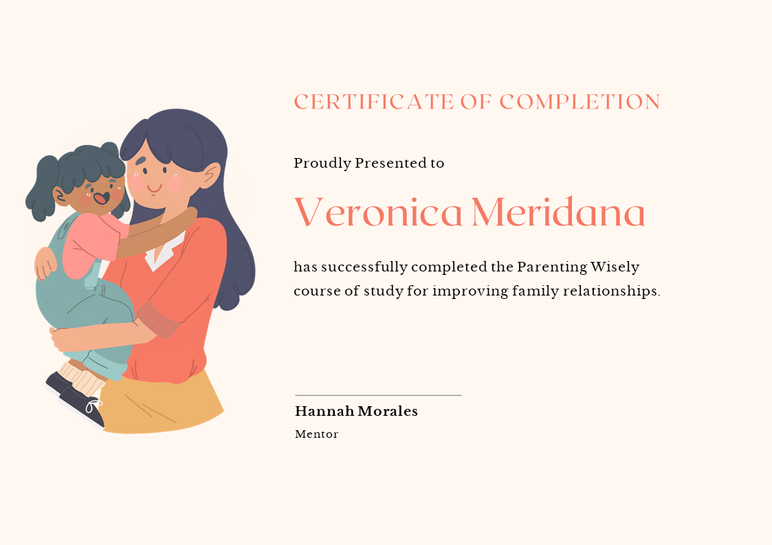 Parenting Class Certificate Of Completion Template