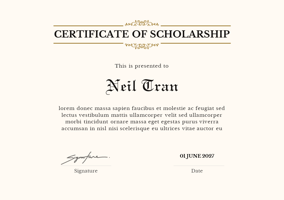 Scholar Certificate