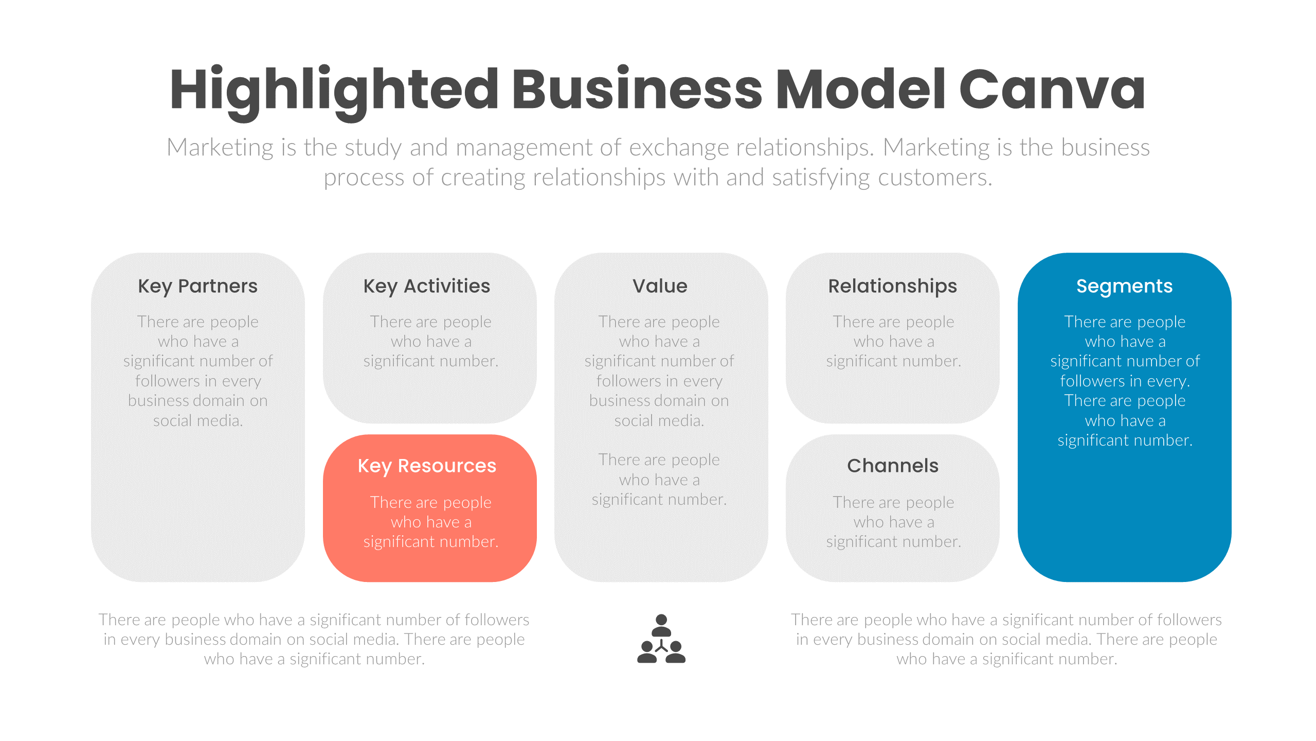 Highlighted Business Model Canva PPT Slide