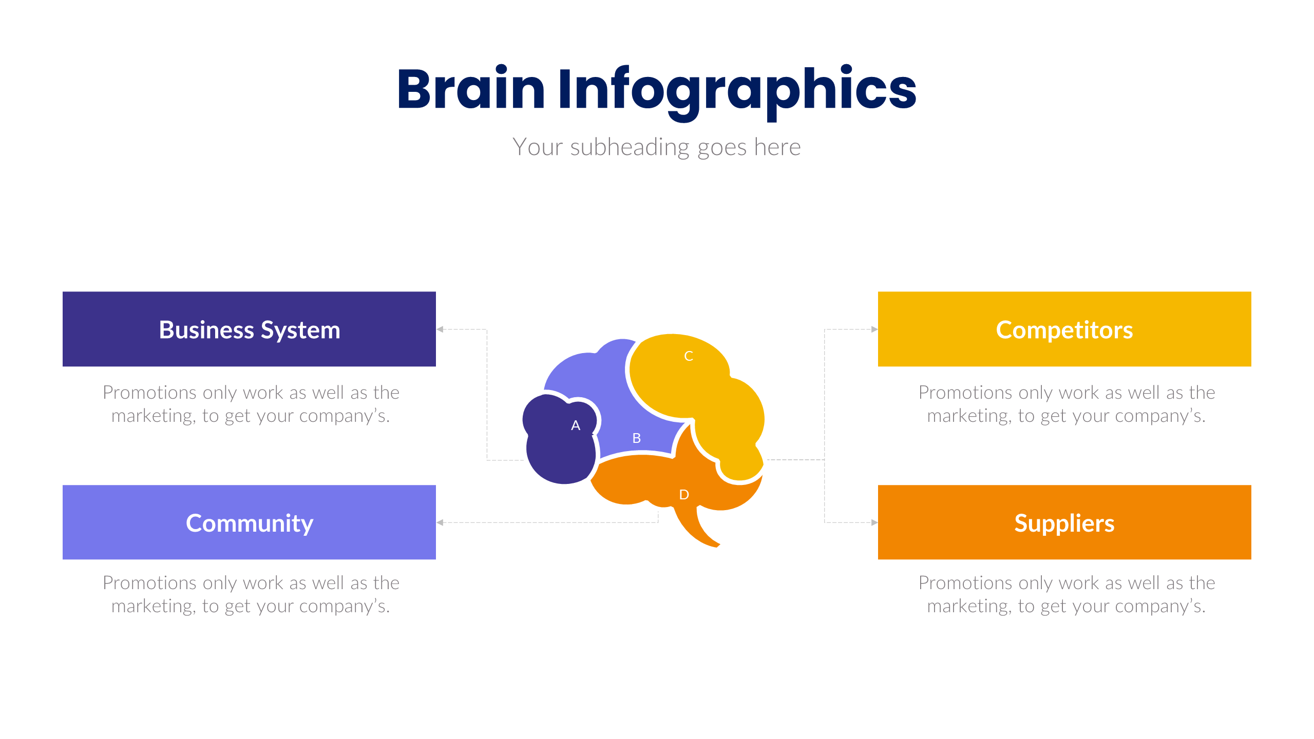 4 Agenda Slide Brain PPT Template