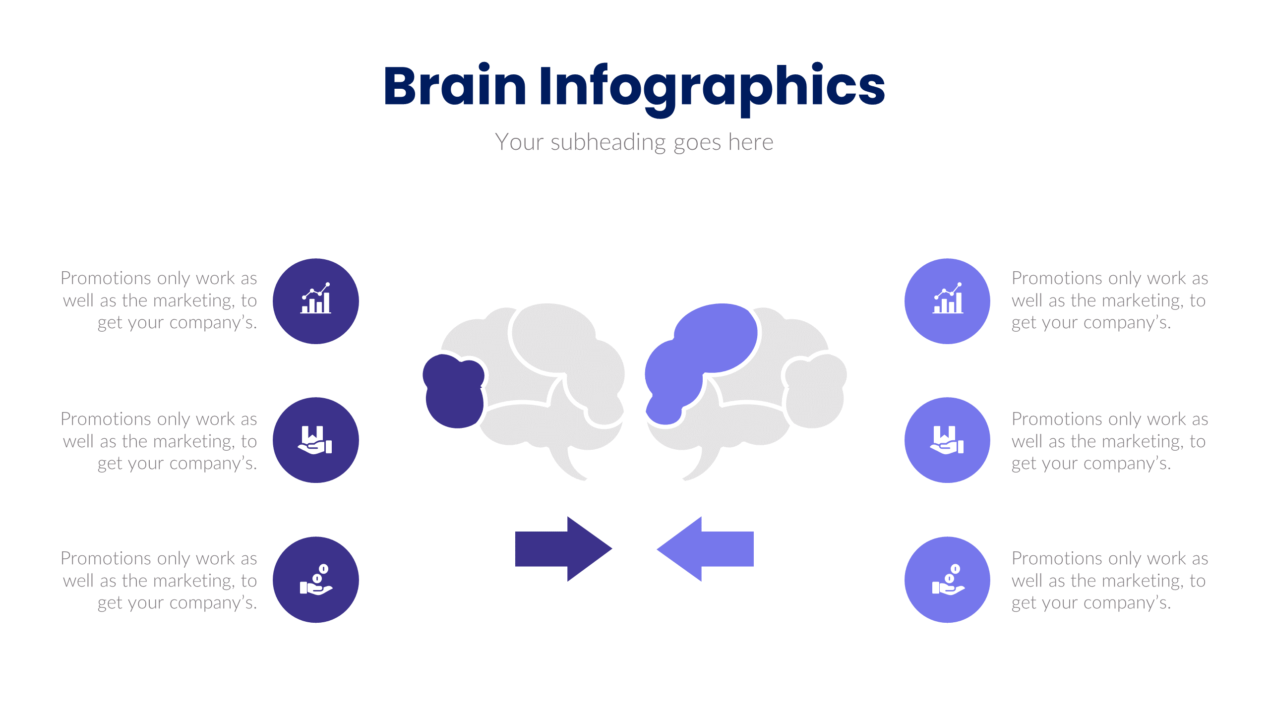 6 Step Process Brain PPT Infographic Template